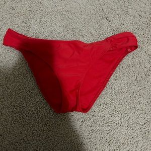 hollister red ruched bikini bottoms